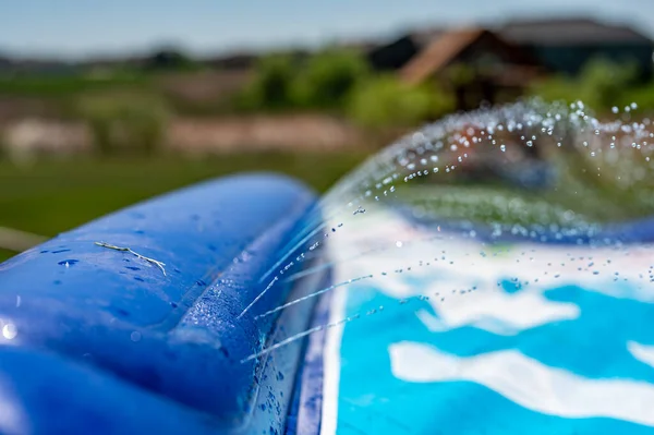 Selective Focus Jets Droplets Shooting Out Water Slide High Quality — Stock Photo, Image