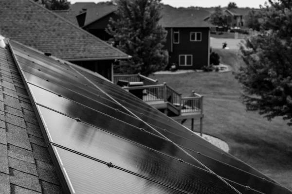 Solar Installation Residential Asphalt Shingle Roof — Stock Photo, Image