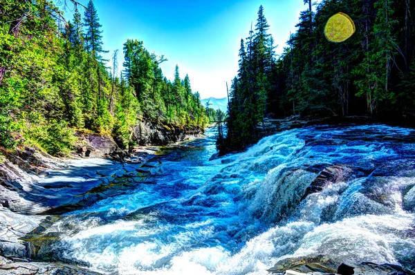 Cascades Rushing Water Avalanche Creek Glacier National Park Montana High — Foto de Stock