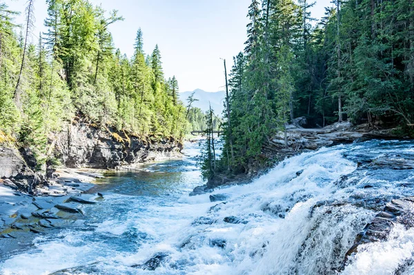 Cascades Rushing Water Avalanche Creek Glacier National Park Montana High — Foto de Stock