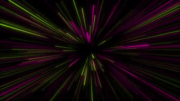 Linii de neon zoom lumina futurist fundal pe negru — Videoclip de stoc