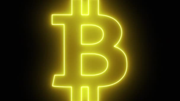 Bitcoin amarillo neón túnel bucle gráficos de movimiento — Vídeo de stock