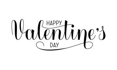   Sevgililer Günü mesajın kutlu olsun. Siyah ve beyaz el yazısı vektör harfleri. 14. tabur için tebrik kartı..