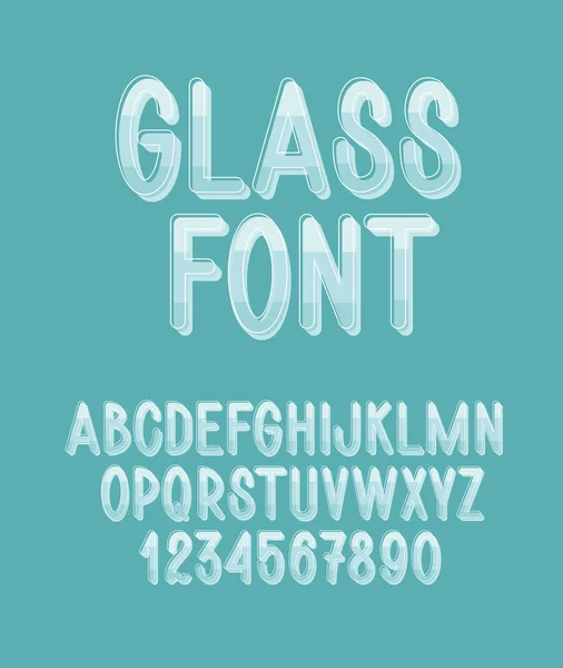 Glass Шрифт Англійський Алфавіт Цифри Скляним Ефектом — стоковий вектор