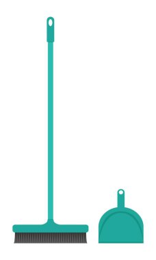 Temizlik aletleri. Yerleri süpüren bir fırça ve çöp toplamak için faraş..
