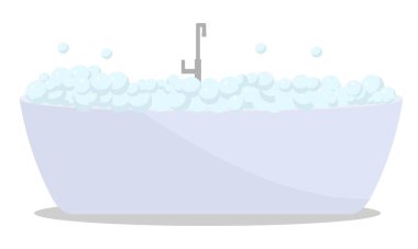 Köpüklü ve sabun köpüklü bir banyo. Hijyen uyumu. Vücudun saflığı..