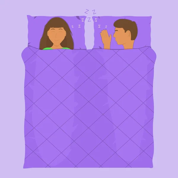 Um casal a dormir. O descanso noturno é restaurador. — Vetor de Stock