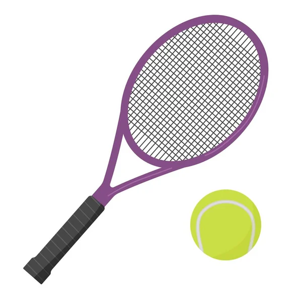 Egy ütő és egy teniszlabda. Sportcikkek és sportos életmód. — Stock Vector