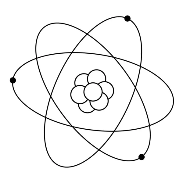 Ručně kreslený obraz atomu. Elektrony obíhající kolem jádra. — Stockový vektor