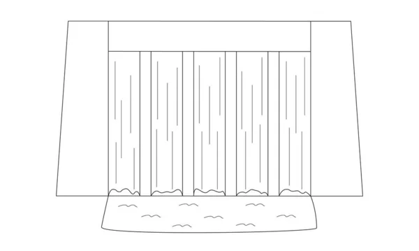 Ručně nakreslený obraz vodní elektrárny. Využití obnovitelné energie — Stockový vektor