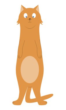 Komik kedi iki arka bacağının üzerinde duruyor ve burnuna konan sineği izliyor.