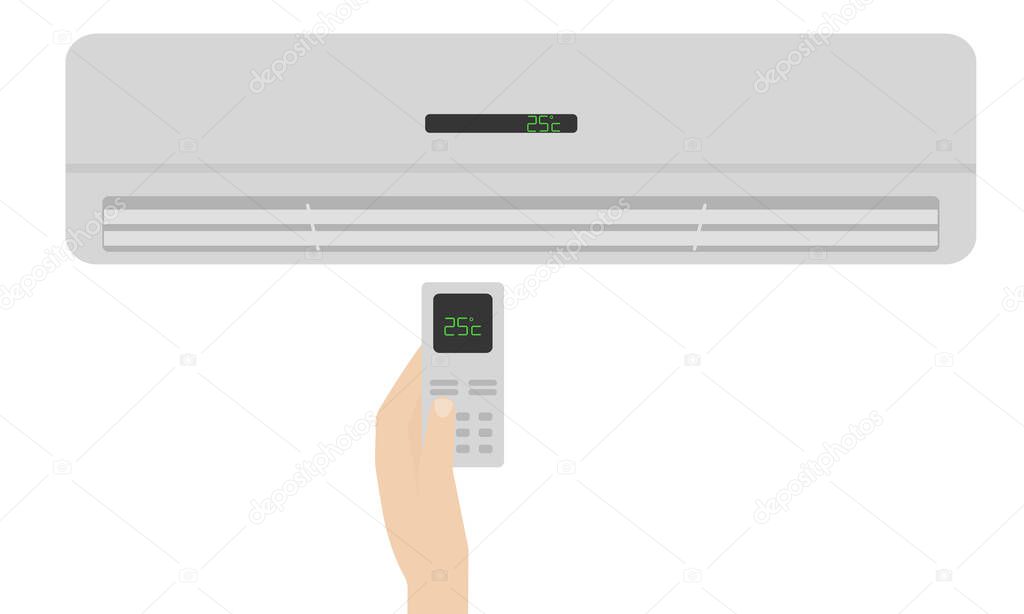 Air conditioner with a remote control for regulating the temperature in the room