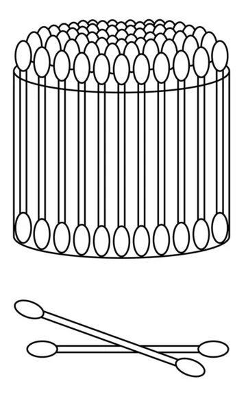 Handritade bomullssvabbar. Ett verktyg för rengöring av öron och makeup. — Stock vektor