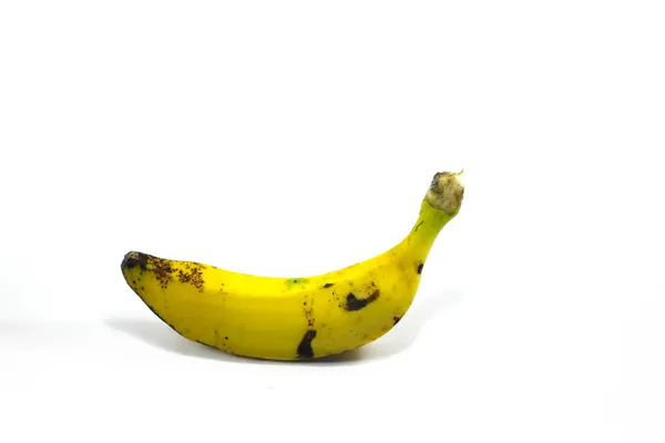 Vedere Aproape Bananelor Galbene Coapte Izolate Fundal Alb — Fotografie, imagine de stoc