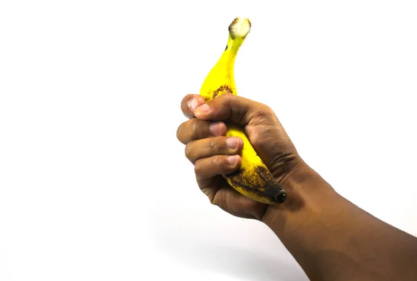 Sex Education Conceptual Illustration Men Penis Size Ripe Yellow Banana — Fotografia de Stock
