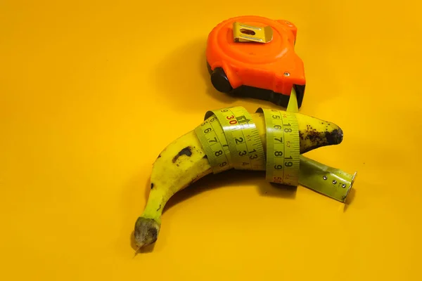 Sex Education Conceptual Illustration Men Penis Size Carpenter Measuring Tape — Photo