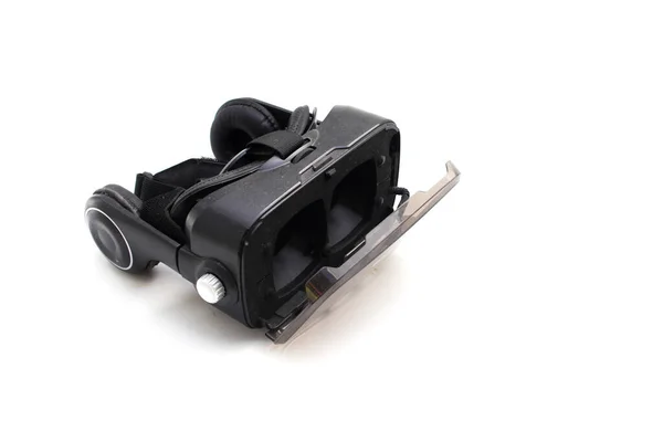 Close Weergave Van Black Box Virtual Reality Bril Geïsoleerd Witte — Stockfoto