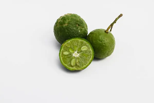 Lime Limau Citrus Amblycarpa Beyaz Arka Planda Izole Edilmiştir Lime — Stok fotoğraf