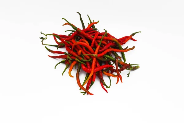 Bunch Fresh Curly Red Chilies Cabai Merah Keriting Isolated White — Stock Photo, Image