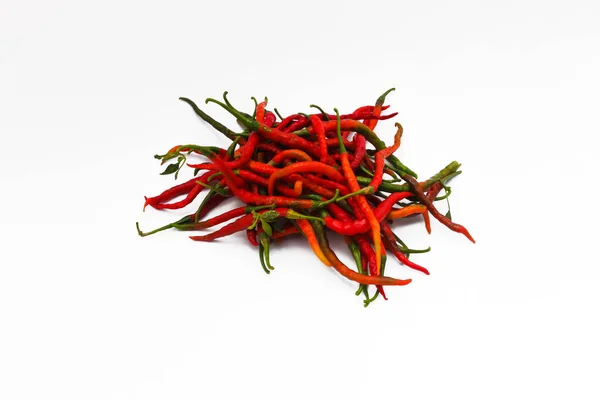 Bunch Fresh Curly Red Chilies Cabai Merah Keriting Isolated White — Stock Photo, Image
