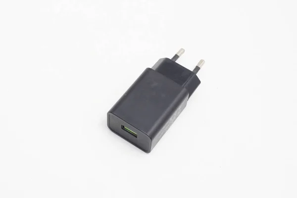 Black Cell Phone Charger Adapter Med Grön Micro Usb Snabbladdning — Stockfoto
