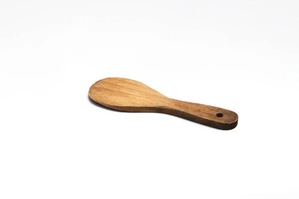 Wooden Rice Spoon Isolated White Background — Stock Photo, Image