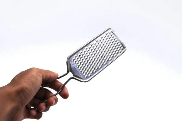 Old Used Cheese Grater Hand Little Bit Rusty Isolated White — Stock Photo, Image