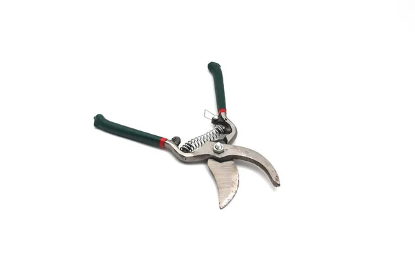 Pruning Scissors Pruning Shears Garden Secateurs Green Grip Isolated White — Stock Photo, Image