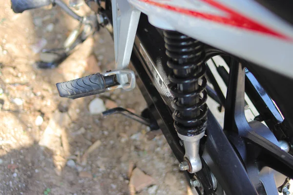 Vista Perto Apoio Para Pés Motocicleta — Fotografia de Stock