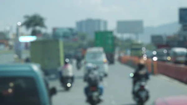在公路 印度尼西亚西爪哇万隆托尔路 上对交通阻塞的抽象背景进行了整理 — 图库照片