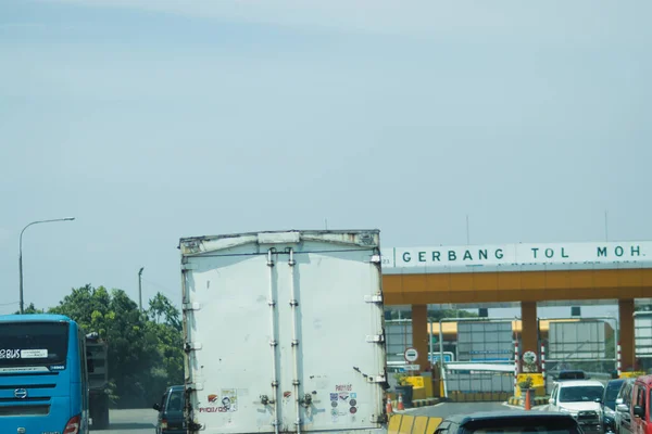 Bandung Java Ocidental Indonésia Dezembro 2019 Engarrafamento Frente Portão Rodovia — Fotografia de Stock