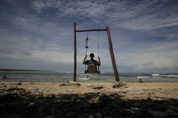 Sukabumi West Java Indonesia March 2021 Young Asian Man Playing — Stock Photo, Image