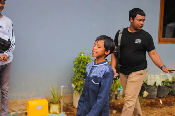 Sukabumi West Java Indonesia August 2021 Group Happy Indonesian Children — Stock Photo, Image