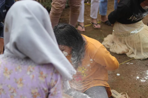 Sukabumi Java Ocidental Indonésia Agosto 2021 Rosto Uma Garota Indonésia — Fotografia de Stock