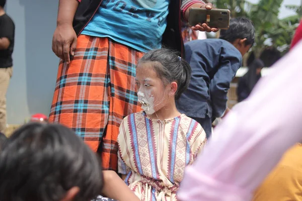 Sukabumi West Java Indonezja Sierpnia 2021 Urocza Indonezyjska Dziewczyna Twarz — Zdjęcie stockowe
