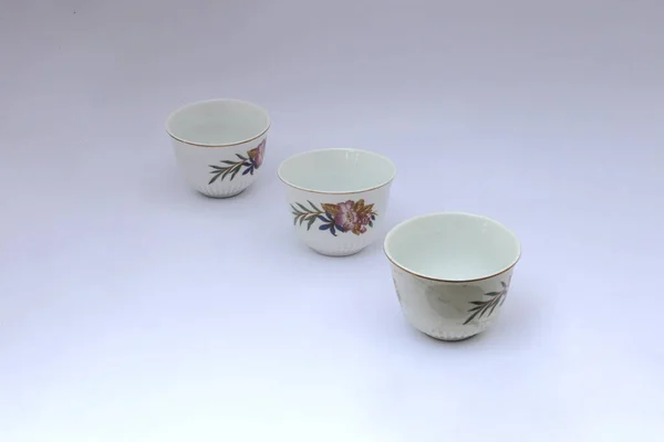 Finom Porcelain Kínai Tea Csésze Isoled Fehér Háttámlában Állítsa Fotót — Stock Fotó
