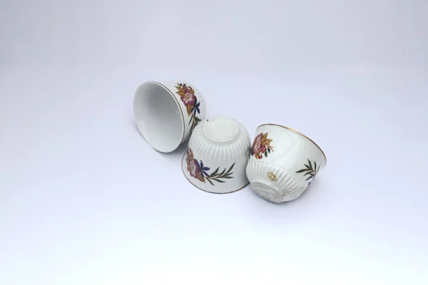 Vinho Porcelain Chinese Tea Cup Isolado Branco Voltar Foto Stock — Fotografia de Stock
