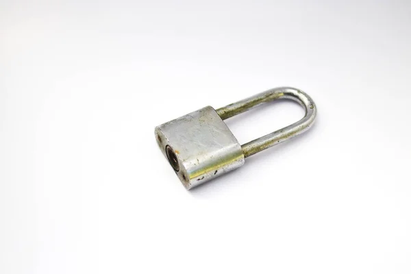 Old Used Padlock Isolated White Background — Stock Photo, Image