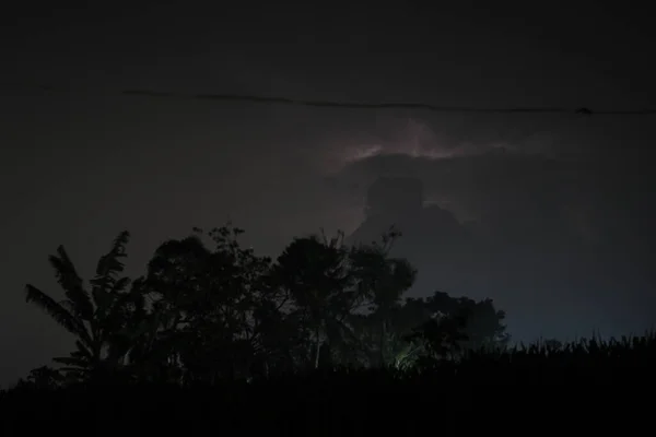 Nuages Cumulonimbus Avec Nuages Orageux Tonnerre Dans Nuit Types Nuages — Photo