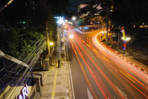 Bandung West Java Indonesia Szeptember 2019 Jalan Merdeka Bandung Éjjel — Stock Fotó