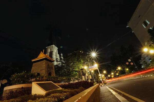 Bandung Západní Jáva Indonésie Září 2019 Jalan Merdeka Bandung Noci — Stock fotografie