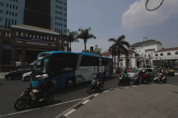 Bandung Java Occidental Indonesia Septiembre 2019 Tráfico Calle Asia Afrika — Foto de Stock