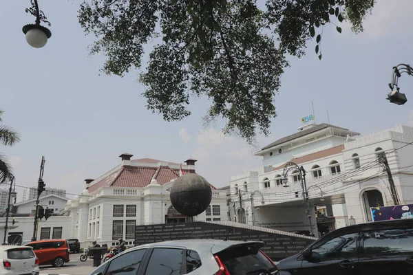 Bandung Java Occidental Indonesia Septiembre 2019 Tráfico Frente Monumento Símbolo — Foto de Stock