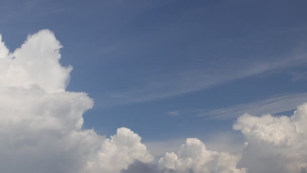Timelapse Nuvens Cumulus Com Fundo Céu Azul Claro Meio Dia — Vídeo de Stock