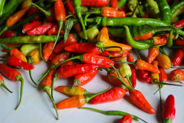 Top Eller Flat Låg Utsikt Över Ett Gäng Datil Paprika — Stockfoto