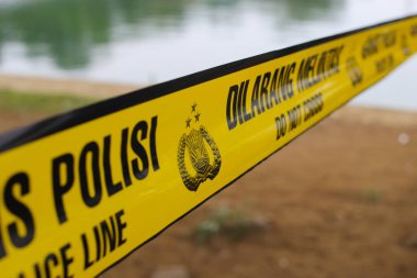 Sukabumi, Batı Java, Endonezya - 4 Ekim 2021: Endonezya polis hattı 