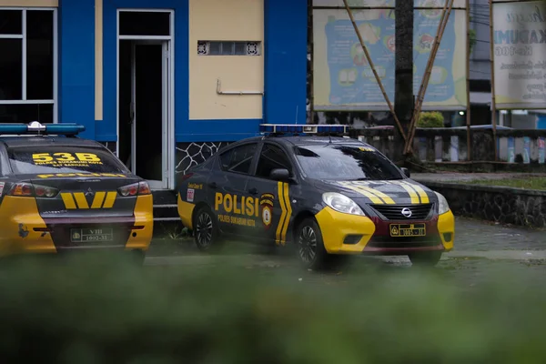 Sukabumi Java Ocidental Indonésia Setembro 2020 Carro Polícia Indonésio Estacionado — Fotografia de Stock