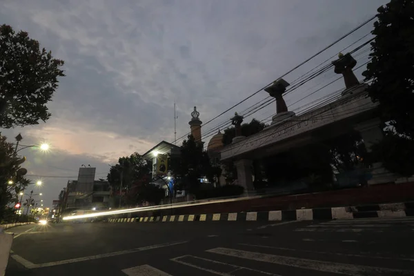 Sukabumi Västra Java Indonesien Februari 2021 Nattlandskap Vid Sukabumi Stad — Stockfoto