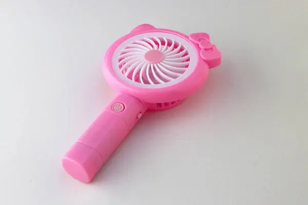 Close View Pink Handy Mini Fan Isolated White Background — Stock Fotó