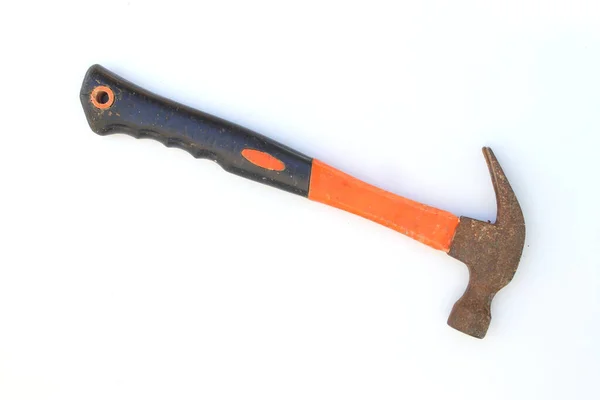Close View Hammer Black Orange Grip Isolated White Background — Foto de Stock